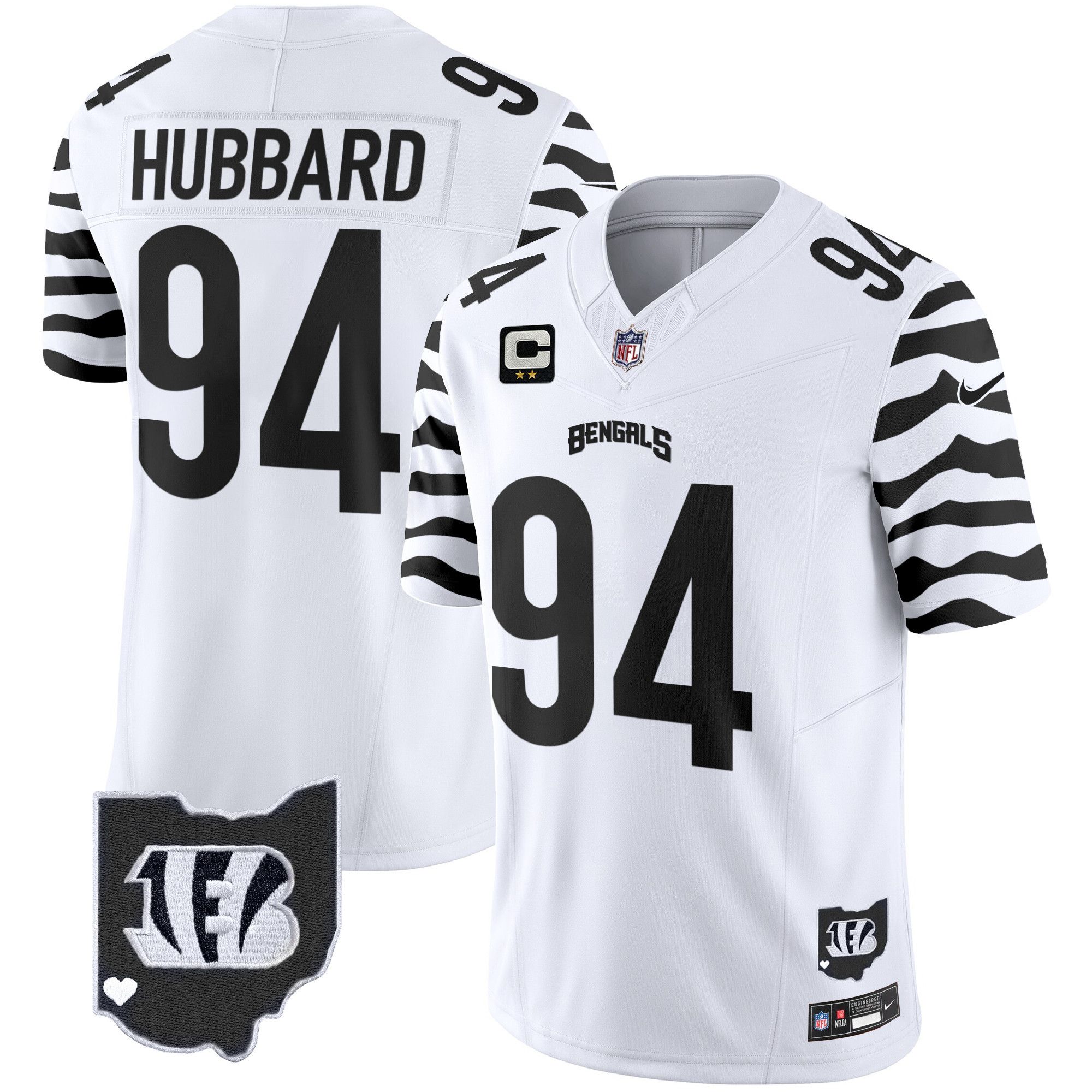 Men Cincinnati Bengals #94 Hubbard White 2024 Nike Stripes Vapor Limited NFL Jersey